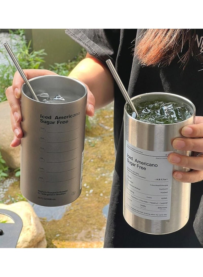HOMESTAR Iced Americano Insulated Tumbler Coffee Cup with Stainless Steel Straw,Inspiration Words Travel Mug for Men Women (10*11cm Gray) - Image 5