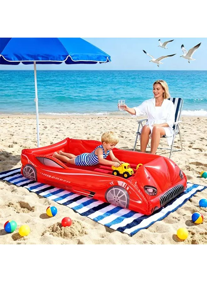 Inflatable Kids Bed Red Air Bed Portable Toddler Travel Bed with 4 Sides for Camping Traveling Hotel or Home Use Pump Not Included - Image 1