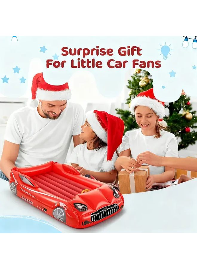Inflatable Kids Bed Red Air Bed Portable Toddler Travel Bed with 4 Sides for Camping Traveling Hotel or Home Use Pump Not Included - Image 4