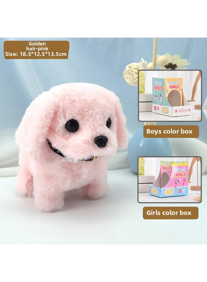 Simulation Puppy Plush Electric Puppy Will Walk Will Call Pet Dog Electronic Dog Girl Children's Day Gift Box-Color:Collar Labrador (powder) Boxed-Specifications:Boy Style Color Box  - Image 1