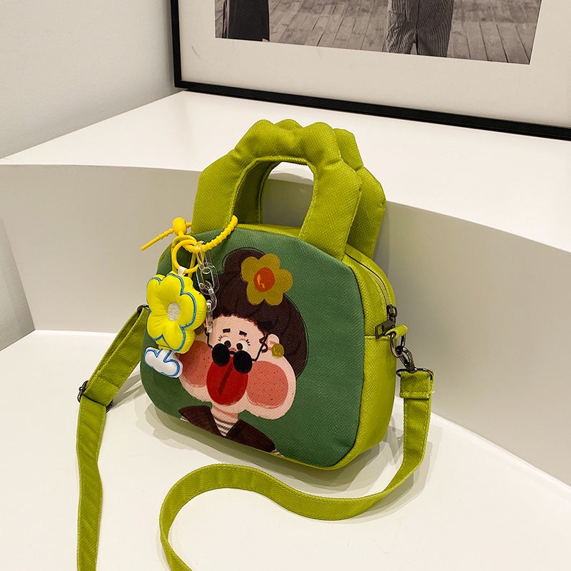 Graffiti Girl'S Handbag Cute Girl Style Soft Canvas Bag Travel Portable Bag Children'S Bag Generation Women'S Bag - Image 5
