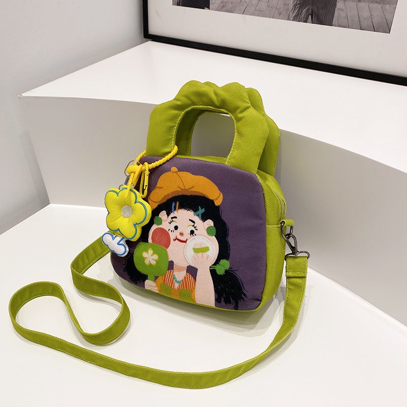 Graffiti Girl'S Handbag Cute Girl Style Soft Canvas Bag Travel Portable Bag Children'S Bag Generation Women'S Bag - Image 4