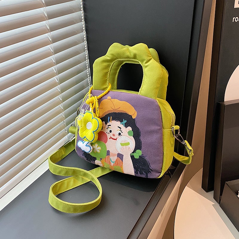 Graffiti Girl'S Handbag Cute Girl Style Soft Canvas Bag Travel Portable Bag Children'S Bag Generation Women'S Bag - Image 1