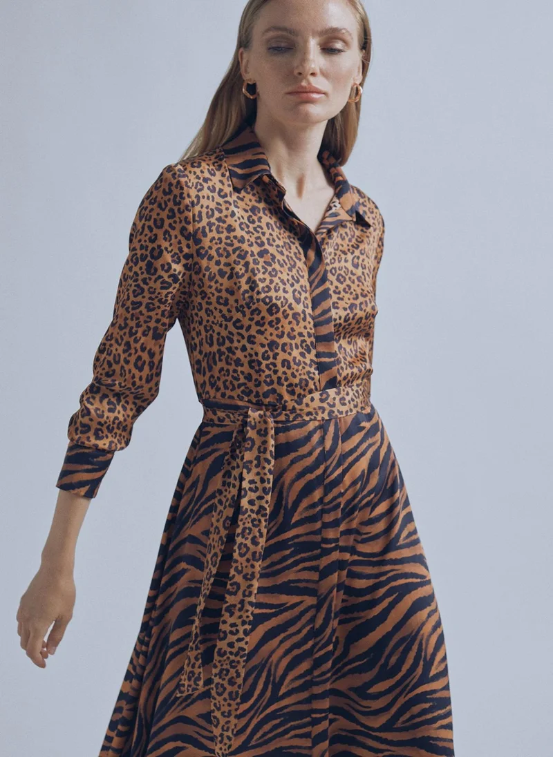 Lola Casademunt Contrast animal print dress