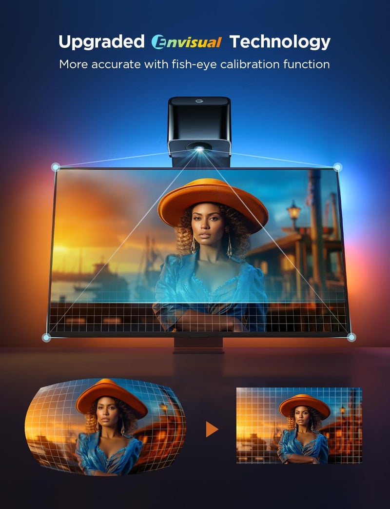 Govee TV Backlight 3 Lite with Fish-eye Correction Function Sync to 55-65 Inch TVs, 3.6m RGBICW Wi-Fi TV LED Backlight with Camera, 4 colours in 1 Lamp Bead, Voice and APP Control, Adapter - Image 1