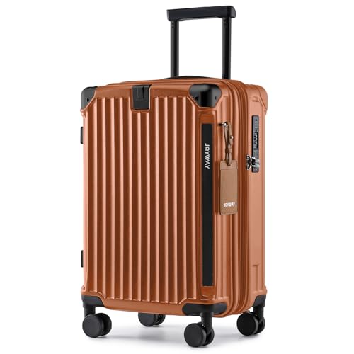 Joyway Carry On Luggage, Expandable Suitcase with Smart Cup Holder and USB Port, 20 IN Hardside Checked with TSA Lock Spinner Double Wheels (Brown, Carry-On 20-Inch) - Image 1
