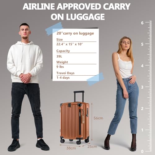 Joyway Carry On Luggage, Expandable Suitcase with Smart Cup Holder and USB Port, 20 IN Hardside Checked with TSA Lock Spinner Double Wheels (Brown, Carry-On 20-Inch) - Image 5