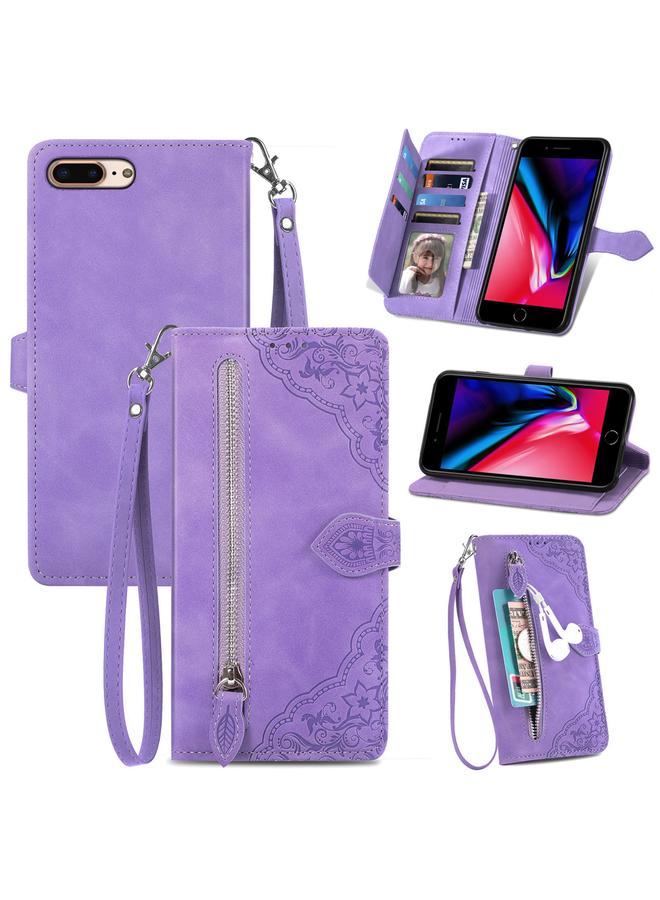 اس-توب جراب لهاتف iPhone SE 2022 / SE 2020 / 8 / 7، جراب هاتف جلدي مقاوم للصدمات مزخرف بزهرة - Image 1