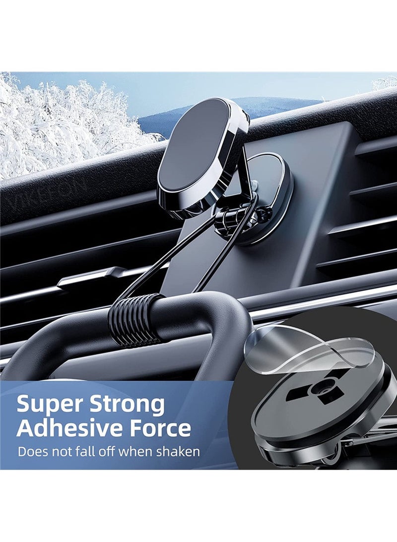 بلو أوشن حامل هاتف مغناطيسي للسيارة بلو أوشن قابل للطي ولوحة القيادة وحامل مغناطيسي للسيارة قابل للدوران 360 قابل للتعديل وحامل مغناطيسي للسيارة من الألومنيوم مثالي للمطبخ وأي مكان - أسود - Image 3
