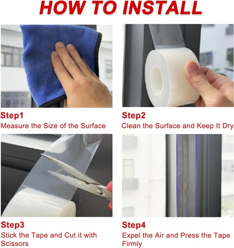 PackYard Transparent Window Seal Weather Sealing Tape 2 Inch x 35 Yards Weather Stripping Residue Free Clear Window Insulation Tape for Shower Glass Gaps and Doors Windproof Tape - Image 5