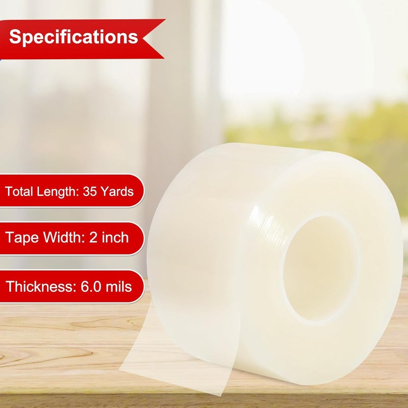 PackYard Transparent Window Seal Weather Sealing Tape 2 Inch x 35 Yards Weather Stripping Residue Free Clear Window Insulation Tape for Shower Glass Gaps and Doors Windproof Tape - Image 2