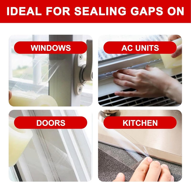 PackYard Transparent Window Seal Weather Sealing Tape 2 Inch x 35 Yards Weather Stripping Residue Free Clear Window Insulation Tape for Shower Glass Gaps and Doors Windproof Tape - Image 4