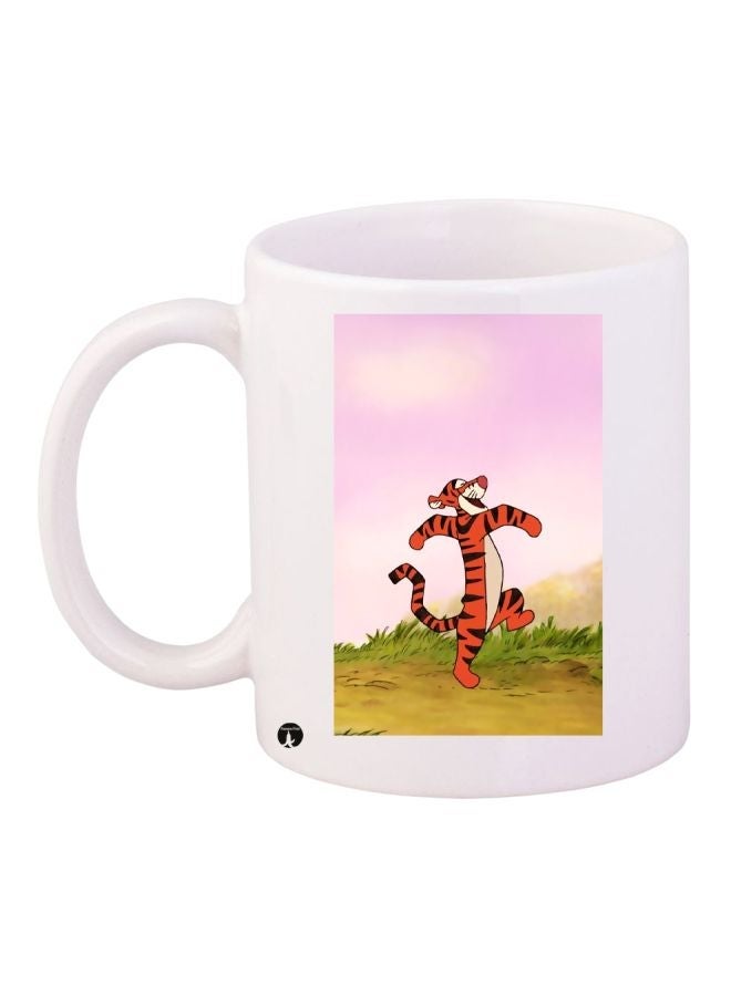 Cartoon Printed Coffee Mug White/Pink/Brown 11ounce