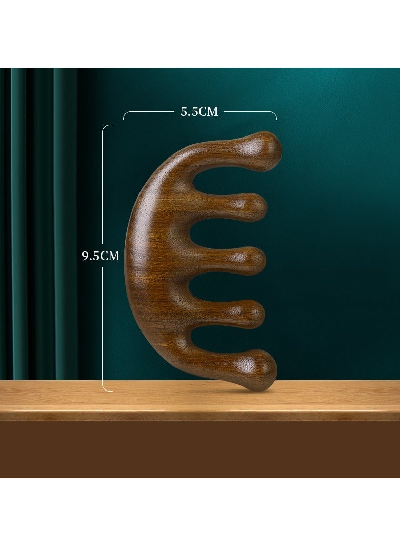 مجموعة أمشاط تدليك من خشب الصندل - أمشاط عريضة الأسنان مصنوعة يدويًا من خشب الصندل الطبيعي بنسبة 100% - مشط تدليك خشبي ومشط من خشب الصندل يستخدم للرأس والوجه والجسم، مشط تدليك الرأس المحمول مكون من قطعتين - Image 2