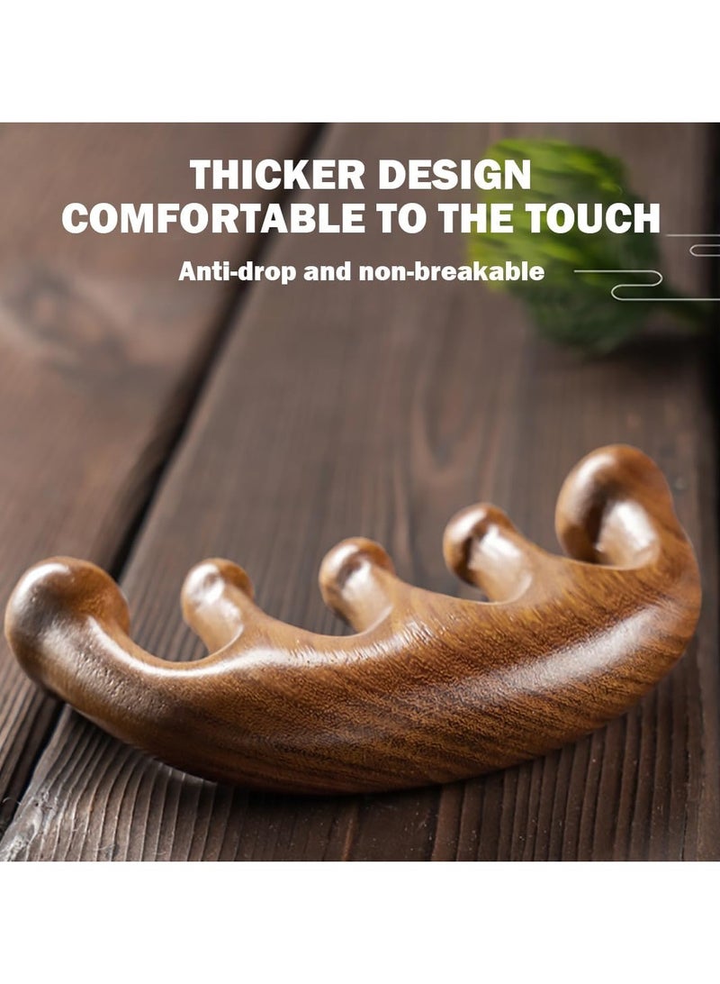 مجموعة أمشاط تدليك من خشب الصندل - أمشاط عريضة الأسنان مصنوعة يدويًا من خشب الصندل الطبيعي بنسبة 100% - مشط تدليك خشبي ومشط من خشب الصندل يستخدم للرأس والوجه والجسم، مشط تدليك الرأس المحمول مكون من قطعتين - Image 5