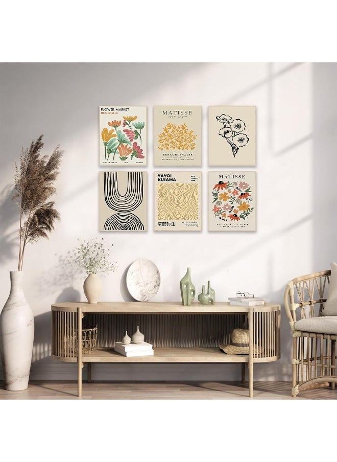 Home Trove - Matisse Wall Art Prints Set of 6, Abstract Matisse Wall Art Exhibition Posters Beige Yellow Line Art Flower Market Art Prints Yayoi Kusama Poster, Boho Canvas Matisse Paintings Pictures for Aesthetic - Image 1