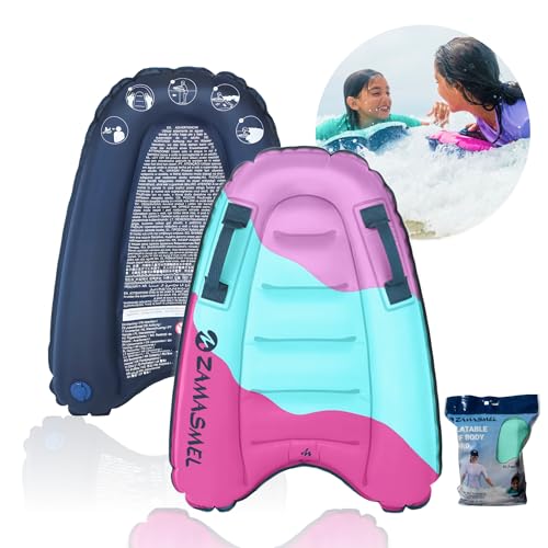 ZAMASMEL Premium Kids Inflatable Boogie Board Lightweight Swimming Floating Surfboard for Beach & Pool Fun Durable Inflatable Surf Body Board for Wave Riding Summer Pool Floats & Beach Toys (Purple-Pink) - Image 3