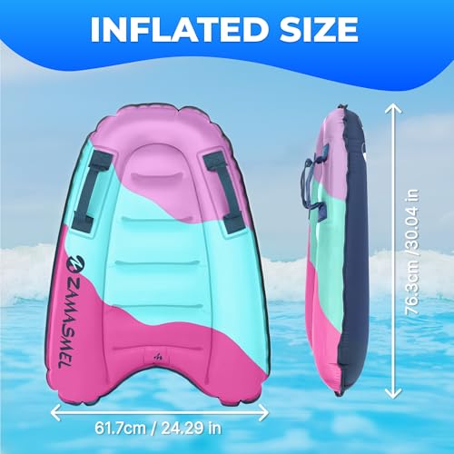 ZAMASMEL Premium Kids Inflatable Boogie Board Lightweight Swimming Floating Surfboard for Beach & Pool Fun Durable Inflatable Surf Body Board for Wave Riding Summer Pool Floats & Beach Toys (Purple-Pink) - Image 4