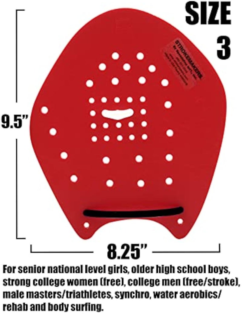by Speedshop Int'l Swimming Hand Paddles for Swim Training - The Original Stroke Technique Paddle (Size 3, Red) - Image 2