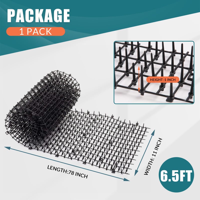 OCEANPAX OCEANPAX 6.5ft Scat Mat for Cats with Spikes, Prickle Strips Network Digging Stopper Outdoor Spike Deterrent Mat, 78 inch x 11 inch  - Image 3