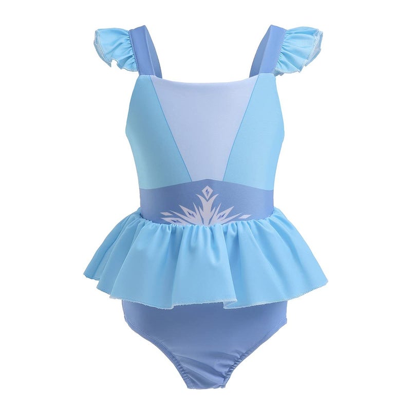 MYRISAM Girls Frozen Elsa Princess One Piece Swimsuits Cosplay Party Bathing Suits Ruffles Beach Surf Swimming Swimwear Bikini Set 5-6T - Image 5
