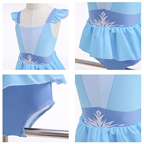 MYRISAM Girls Frozen Elsa Princess One Piece Swimsuits Cosplay Party Bathing Suits Ruffles Beach Surf Swimming Swimwear Bikini Set 5-6T - Image 4