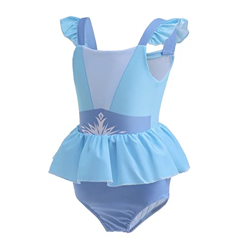 MYRISAM Girls Frozen Elsa Princess One Piece Swimsuits Cosplay Party Bathing Suits Ruffles Beach Surf Swimming Swimwear Bikini Set 5-6T - Image 2