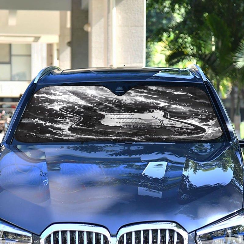 Black Guitar Car Windshield Sun Shade Foldable Sun Visor Automotive Sunshades for Car Truck SUV Blocks UV Rays Keep Your Vehicle Cool - Image 4
