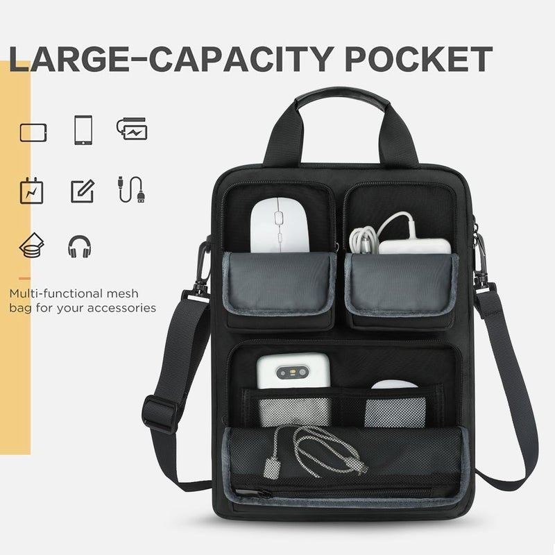 Gocokia 13-14.1 Inch Laptop Bag Three Pockets for MacBook Air, 13-inch MacBook Pro Retina,14.1 inch Laptop,Cross-body Shoulder Briefcase Bag,Messenger Bag Briefcase Handbag Carrying Case - Image 4