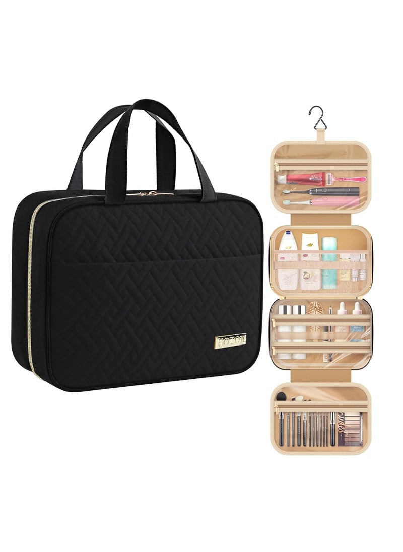 HOTOR HOTOR Travel Toiletry Bag - Toiletry Bag w/Hanging Hook - Spacious Toiletry Bag for Women & Men, Makeup Bag/Big Comparment, Waterproof for Travel Accessories, Travel Essentials, Medium, Black  - Image 1
