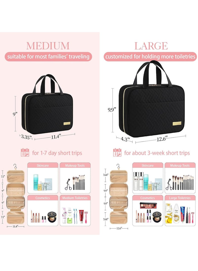 HOTOR HOTOR Travel Toiletry Bag - Toiletry Bag w/Hanging Hook - Spacious Toiletry Bag for Women & Men, Makeup Bag/Big Comparment, Waterproof for Travel Accessories, Travel Essentials, Medium, Black  - Image 3