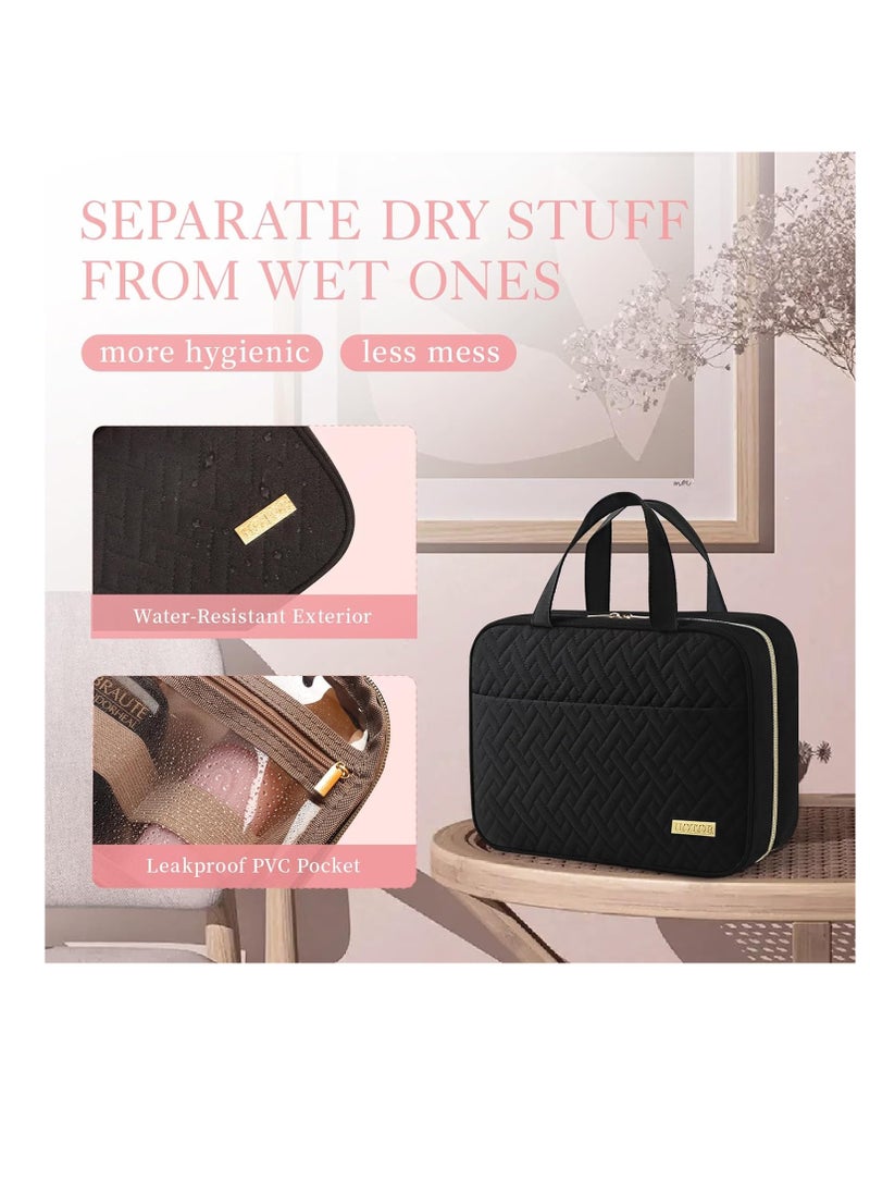 HOTOR HOTOR Travel Toiletry Bag - Toiletry Bag w/Hanging Hook - Spacious Toiletry Bag for Women & Men, Makeup Bag/Big Comparment, Waterproof for Travel Accessories, Travel Essentials, Medium, Black  - Image 5
