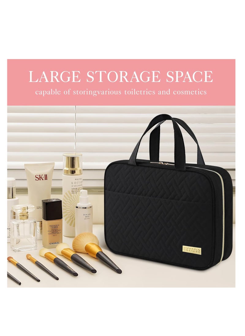 HOTOR HOTOR Travel Toiletry Bag - Toiletry Bag w/Hanging Hook - Spacious Toiletry Bag for Women & Men, Makeup Bag/Big Comparment, Waterproof for Travel Accessories, Travel Essentials, Medium, Black  - Image 2