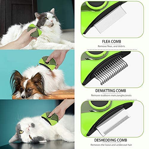 RELEMTRA Pet Grooming Brush Professional Creative Rotatable,3 in 1 Round Portable Small Dog Hair Comb Pet Deshedding Brush Puppy Kitten Slicker Tools - Image 2