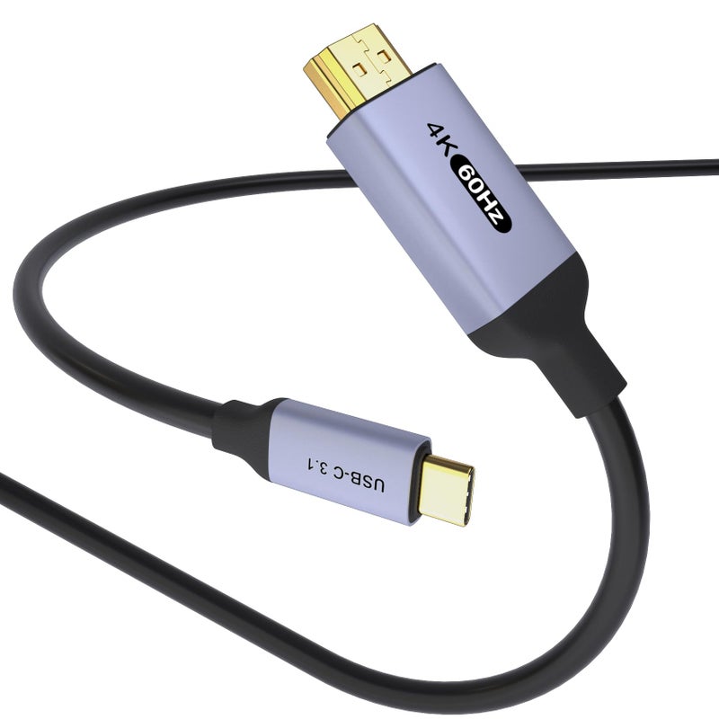 DiamondTiger 4K 60Hz USB-C to HDMI Cable, 3.3Ft/1M High-Speed USB 3.1 Type-C (Source) to HDMI (Display) Cord, (Thunderbolt 4/3 Compatible) for MacBook Pro/Air, iPhone 15/16, iPad Pro, iMac(3.3Ft/1M) - Image 1