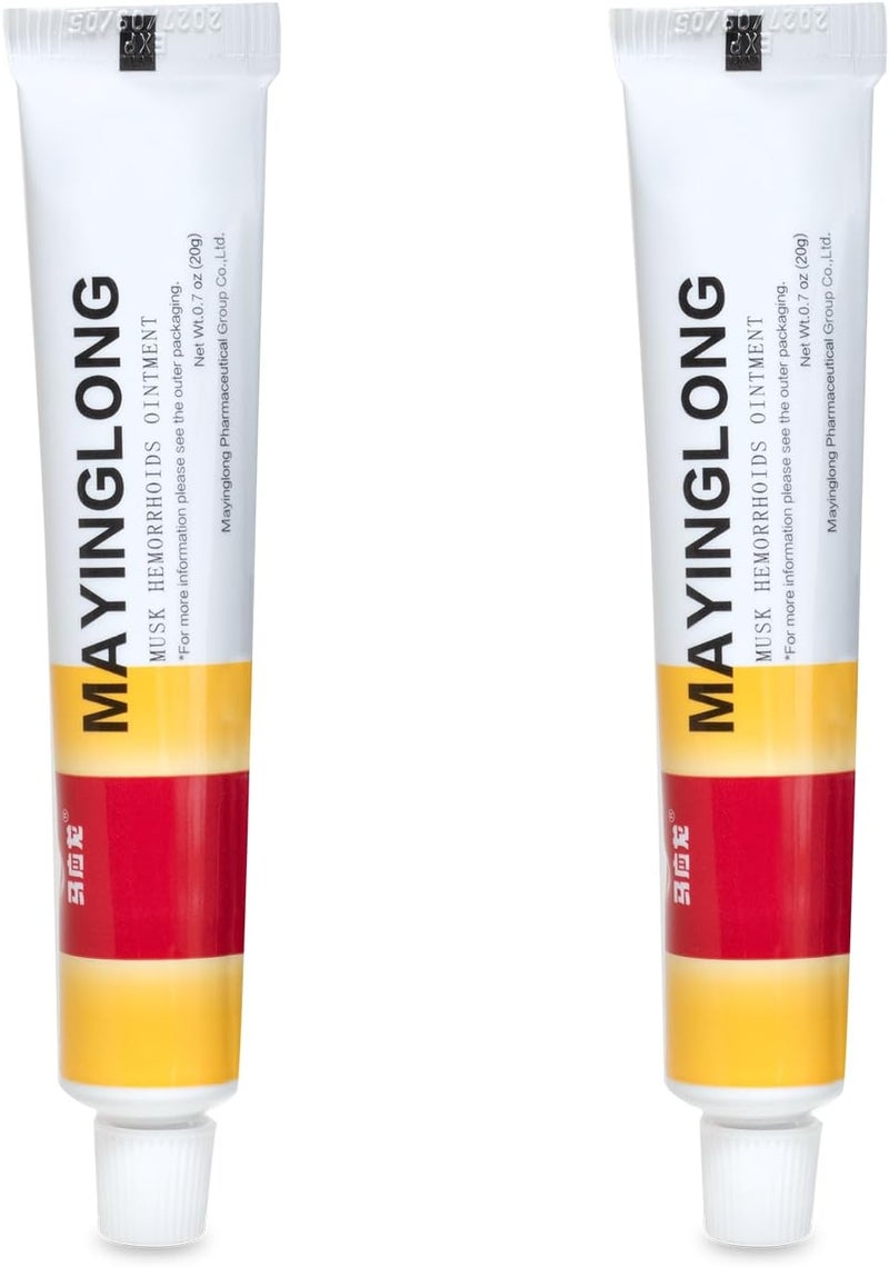 Ma Ying Long Musk Hemorrhoids Ointment (2 x 20g Tubes), 40g - Maximum Strength Formula for Hemorrhoidal Fast Relief, Soothes Itching, Burning & Discomfort - Fast-Acting Relief (1.4 oz Total) - Image 1