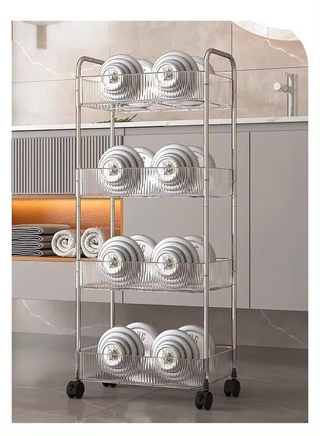 Generic Storage Trolley Acrylic 4-Layer Rolling Trolley Movable Stainless Steel Trolley With Handle And Multifunctional Storage Box Suitable For Kitchens Bathrooms Laundry Rooms and Offices  - Image 5
