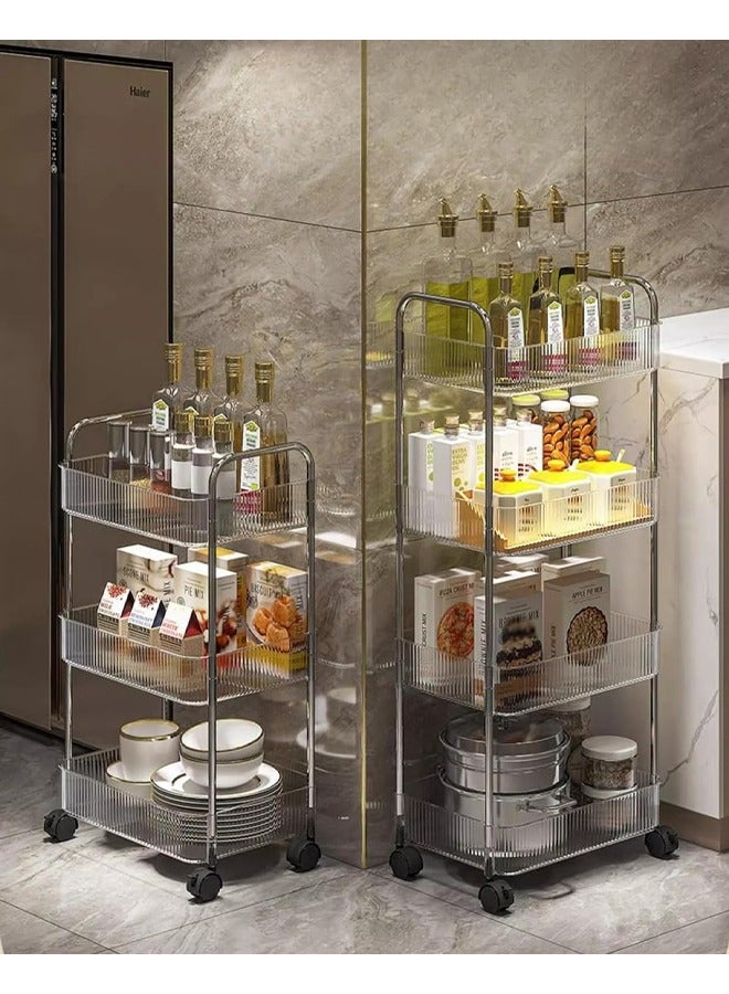 Generic Storage Trolley Acrylic 4-Layer Rolling Trolley Movable Stainless Steel Trolley With Handle And Multifunctional Storage Box Suitable For Kitchens Bathrooms Laundry Rooms and Offices  - Image 3