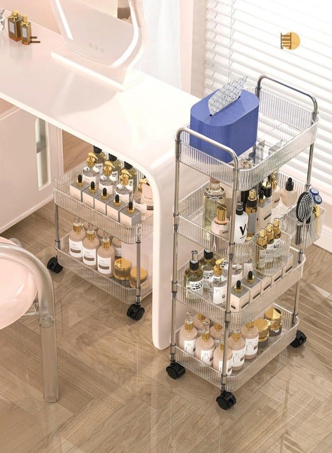 Generic Storage Trolley Acrylic 4-Layer Rolling Trolley Movable Stainless Steel Trolley With Handle And Multifunctional Storage Box Suitable For Kitchens Bathrooms Laundry Rooms and Offices  - Image 4
