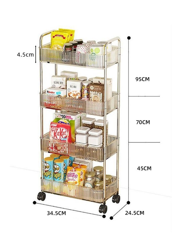 Generic Storage Trolley Acrylic 4-Layer Rolling Trolley Movable Stainless Steel Trolley With Handle And Multifunctional Storage Box Suitable For Kitchens Bathrooms Laundry Rooms and Offices  - Image 2