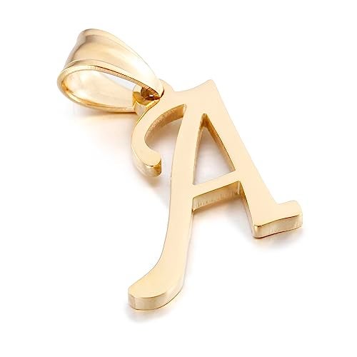 Kalapure Initial Charms Gold Initial Pendant 14k Gold Letter Charm Name Pendant for Women & Men(A) - Image 1