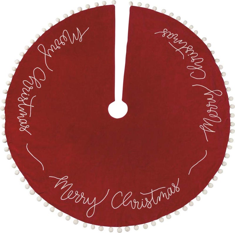 Primitives by Kathy Primitives by Kathy Velvet Luxe Christmas Tree Skirt Merry 
