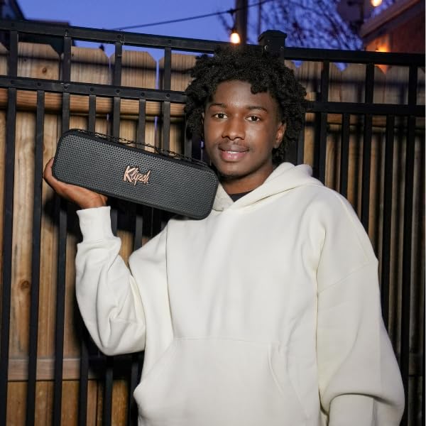 Klipsch The Detroit Portable Bluetooth Speaker with Dual 1" tweeters and 3" woofers, IP67 dust and Waterproof Rating, 20 Hours of Playtime for a Premium Live Concert Experience - Image 2