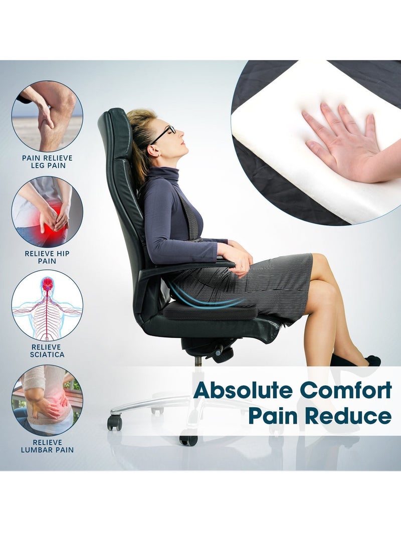 Foldable Memory Foam Seat Cushion – Car Seat Cushion with Non-Slip Bottom, Waterproof Removable Cover & Portable Handle for Sciatica & Coccyx Pain Relief – for Office Chair, Airplane, Wheelchair, Travel - Image 3