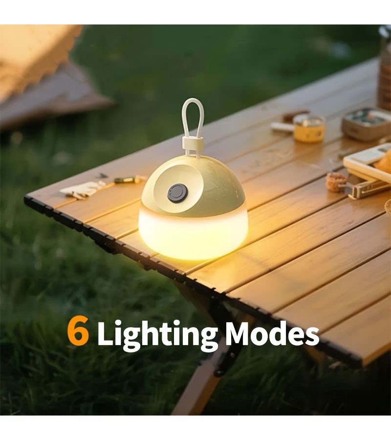 Yellow Rechargeable LED Camping Lantern With Type-C Fast Charging 6 Lighting Modes Adjustable Brightness For Outdoor Camping Hiking Fishing And Emergency - Image 3