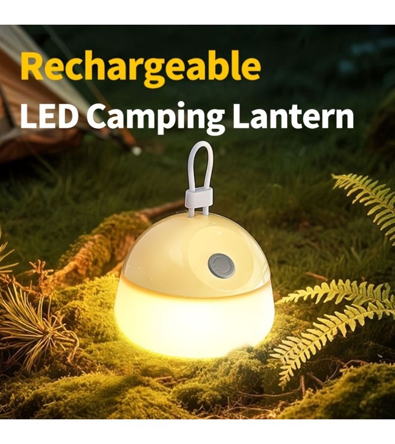 Yellow Rechargeable LED Camping Lantern With Type-C Fast Charging 6 Lighting Modes Adjustable Brightness For Outdoor Camping Hiking Fishing And Emergency - Image 2