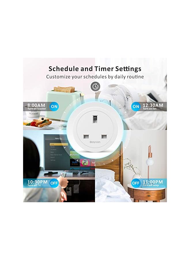 Baytion WiFi Smart Plug, Baytion 16A Energy Monitoring WLAN Smart Plug Socket Work with Alexa,Echo, Google Home Mini Smart Outlet Remote and Voice Control No Hub Required (2P) - Image 4