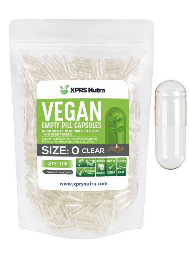 XPRS Nutra - Size 0 Empty Vegan Capsules Vegetarian Diy Vegetable Capsule Filling Veggie Pill Capsules Empty Caps (100 Count Clear) - Image 1