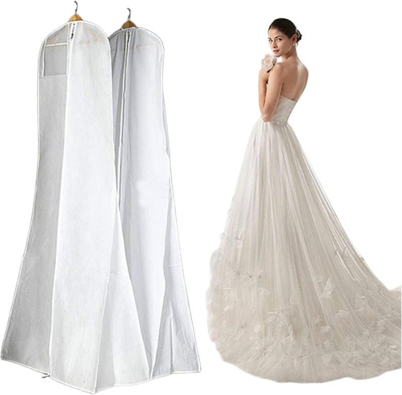 JDLYEVER Wedding Dress Dust Cover Increase Tail Tail Fishtail Non-Woven Wedding Dress Dust Cover Non-Woven Dress Coat Dust Bag, Prevents Discoloration & Damage Smooth Zipper Perfect for Travel - Image 1
