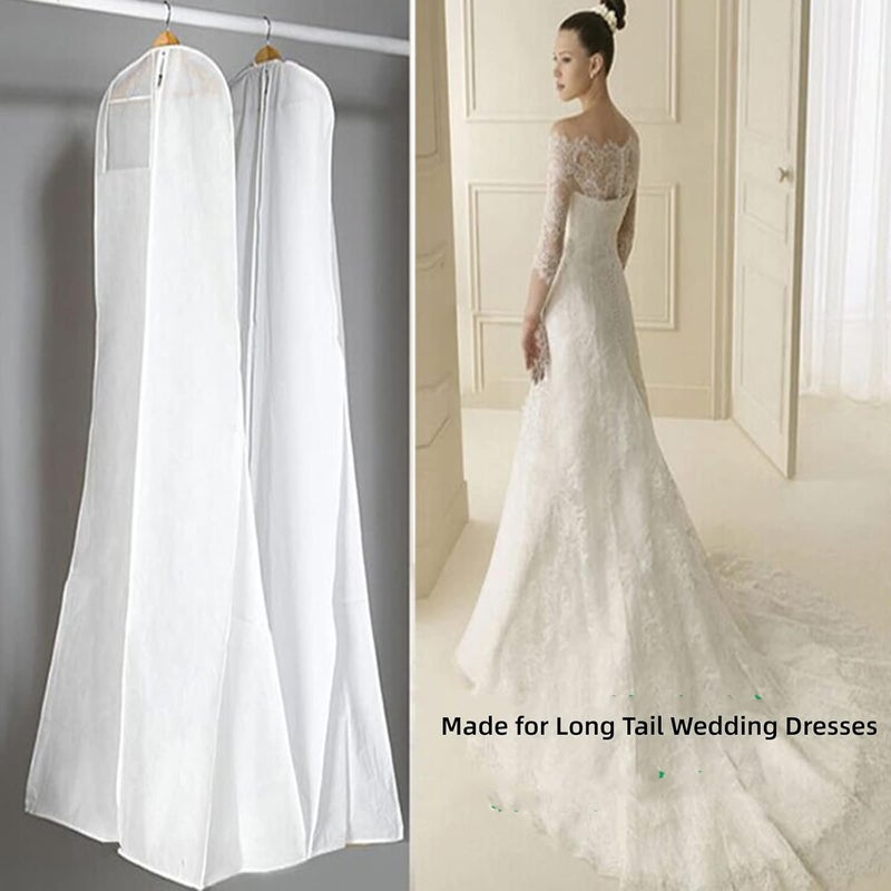 JDLYEVER Wedding Dress Dust Cover Increase Tail Tail Fishtail Non-Woven Wedding Dress Dust Cover Non-Woven Dress Coat Dust Bag, Prevents Discoloration & Damage Smooth Zipper Perfect for Travel - Image 2